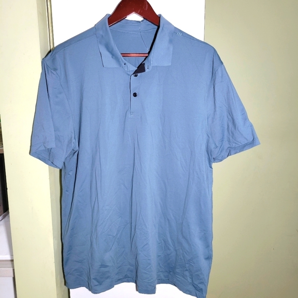 Lululemon metal vent tech polo golf jersey shirt collared blue large XL - Picture 1 of 4